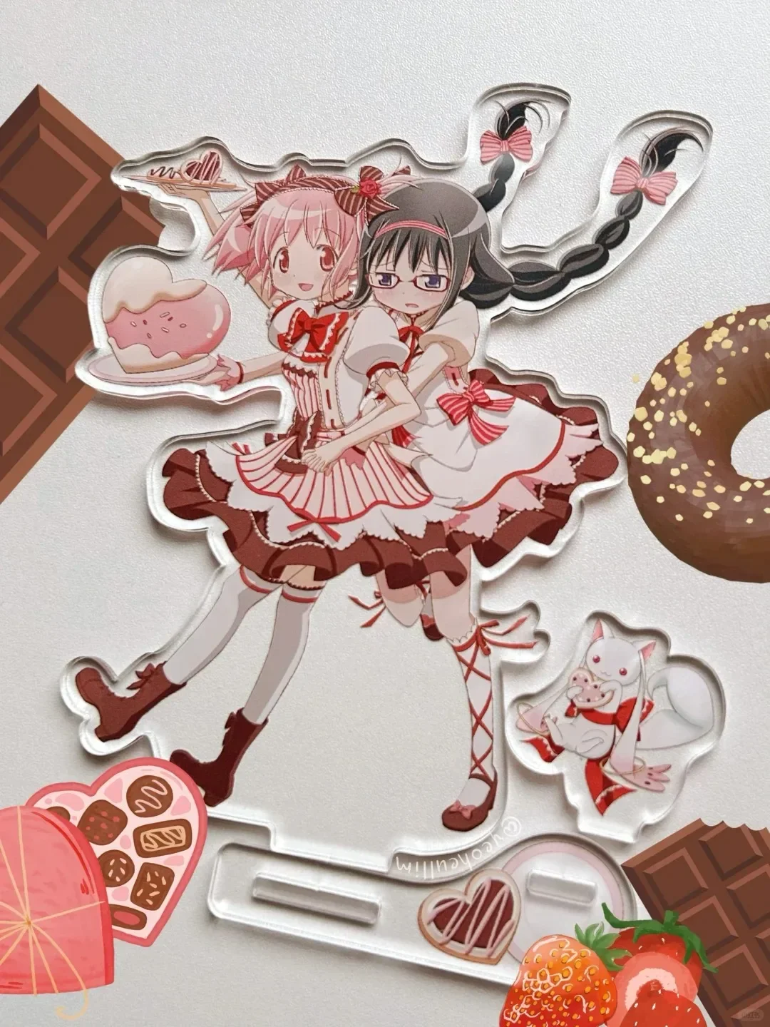 Puella Magi Madoka Magica Acrylic Stand Kaname Madoka Figure Akemi Homura Display Chocolate Cake Anime Goods Collection Decor