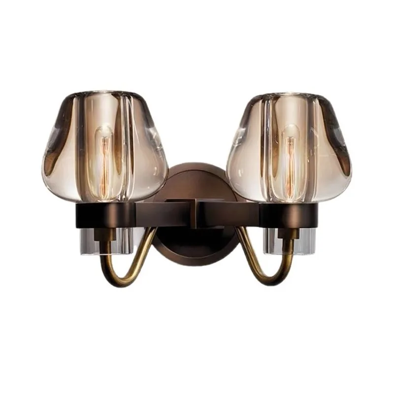 All-copper light luxury crystal wall lamp, postmodern living room background wall, bedroom bedside aisle, Hong Kong-style