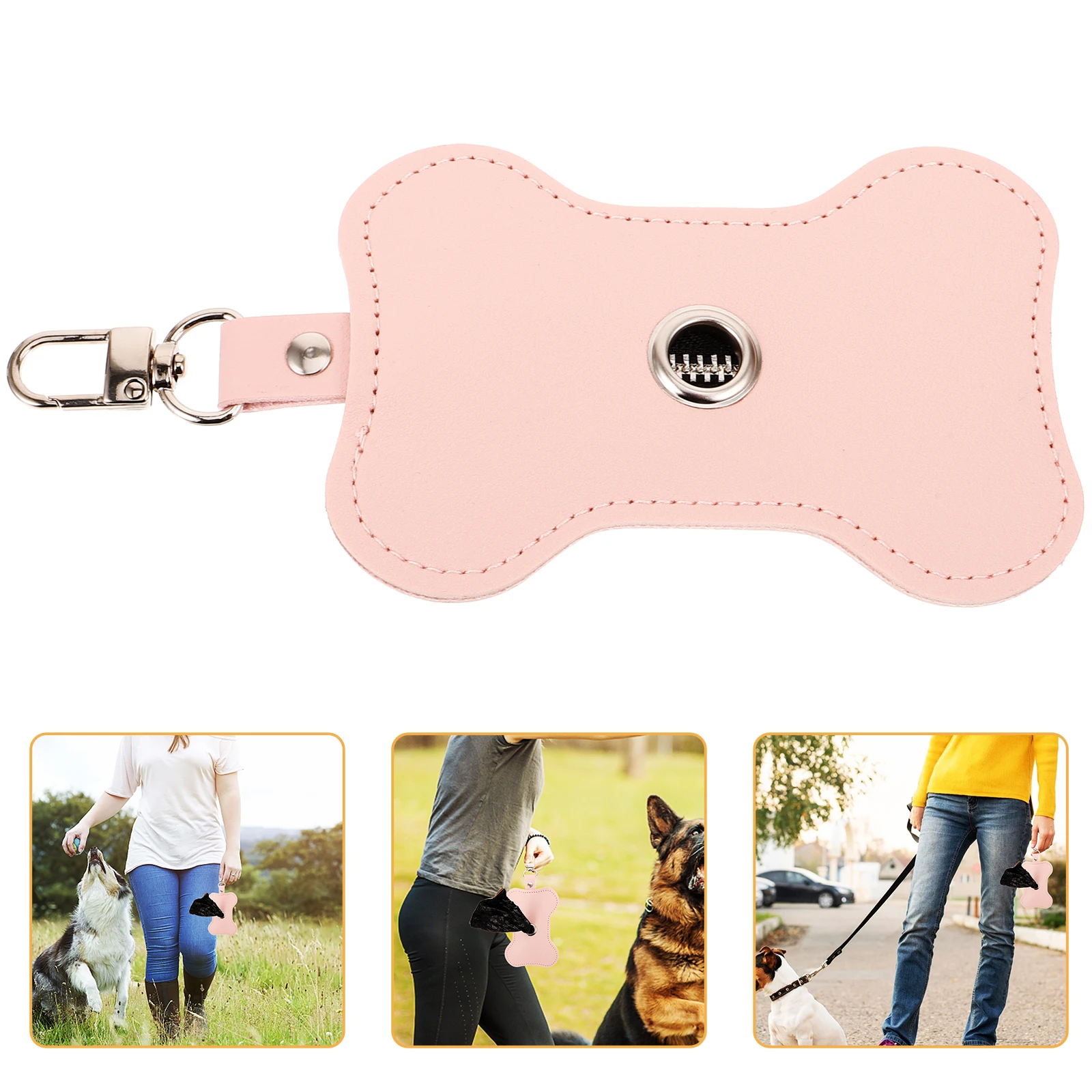 

Pet Poop Bag Dispenser Pink Waste Bags Holder Portable Cleaning Supplies for Dog Walking Travel Outdoor Use Pet Supply