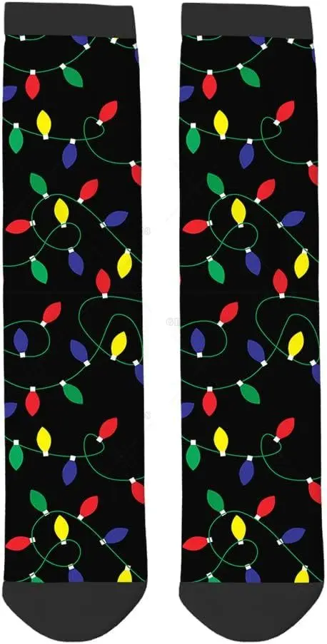 Calcetines divertidos con guirnalda de bombillas brillantes, calcetines informales novedosos, diseño de Color en contraste para mujeres y hombres, regalo