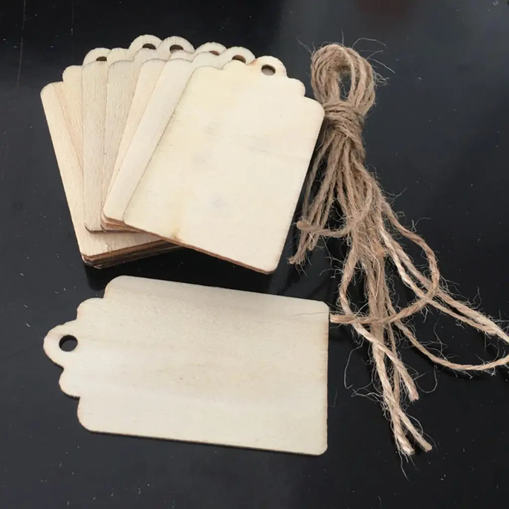 3x 10 Pieces Unfinished Wood Wedding Wish Tree Pendant Gift Tags Hanging Labels