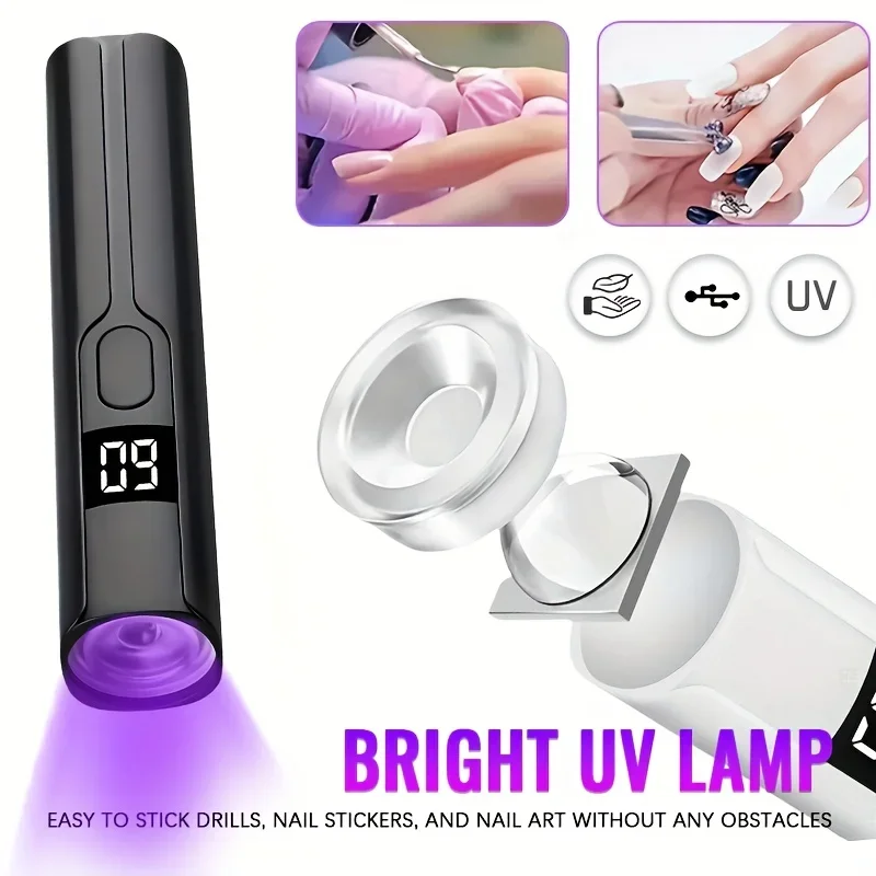 Professional Nail UV LED Flashlight with Display Rechargeable Portable Desk Nail Dryer Stand UV Lamp for Nails Art Removable