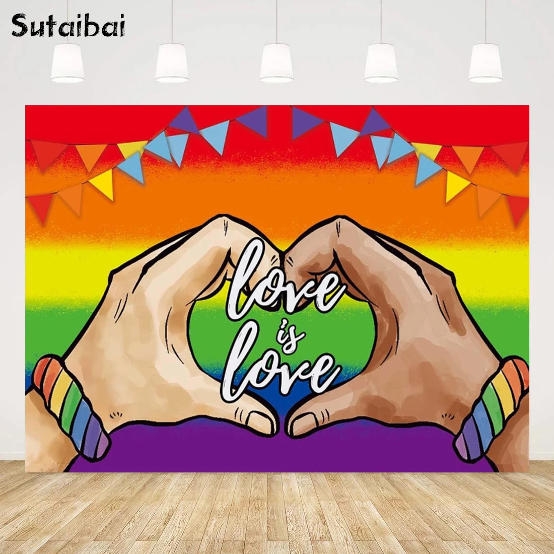 

Pride Backdrop Love Is Love Banner LGBTQ Happy Pride Photography Background Gay Transgender Pride Month Parade Rainbow Party