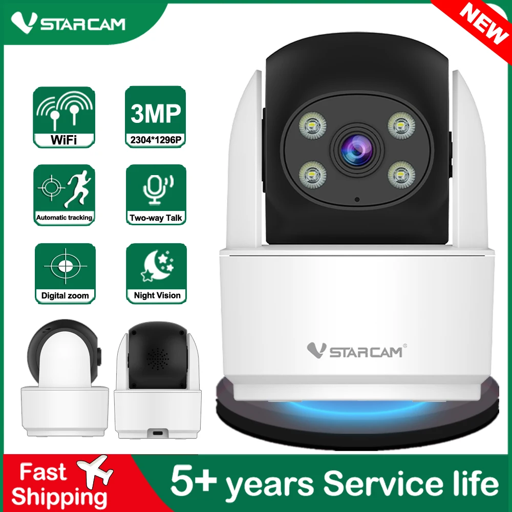 Vstarcam 3MP HD Smart Mini WiFi IP Camera Indoor Wireless Surveillance Burglar Camera Baby Monitor With Auto Tracking 2Way Audio