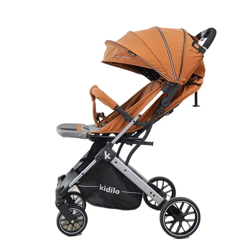 Poussette de bébé légère à grande vue, pliable, de luxe, avec dossier réglable, Portable, peut s'asseoir ou s'allonger