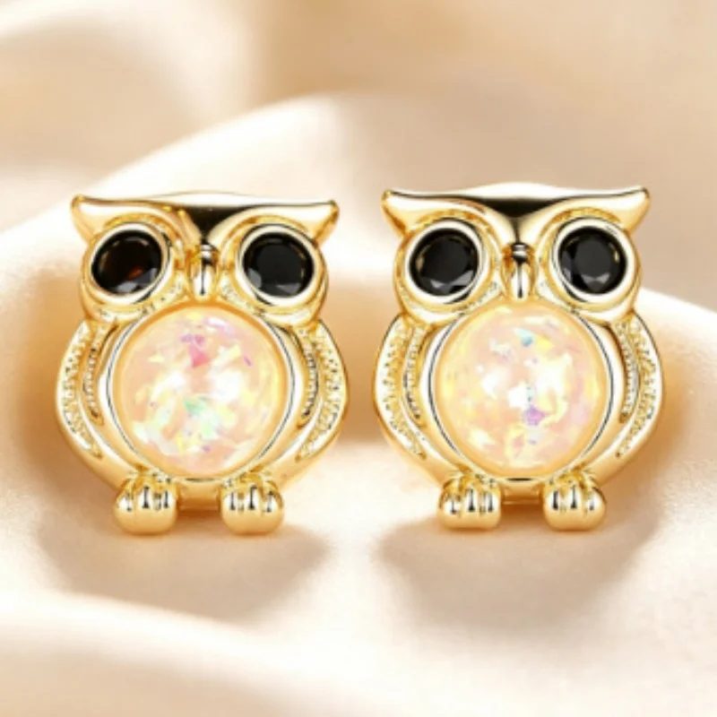 2026 New High-end Retro Australian Treasure Owl Earrings with Creative Three-dimensional Animal Shapes and Elegant Accessories