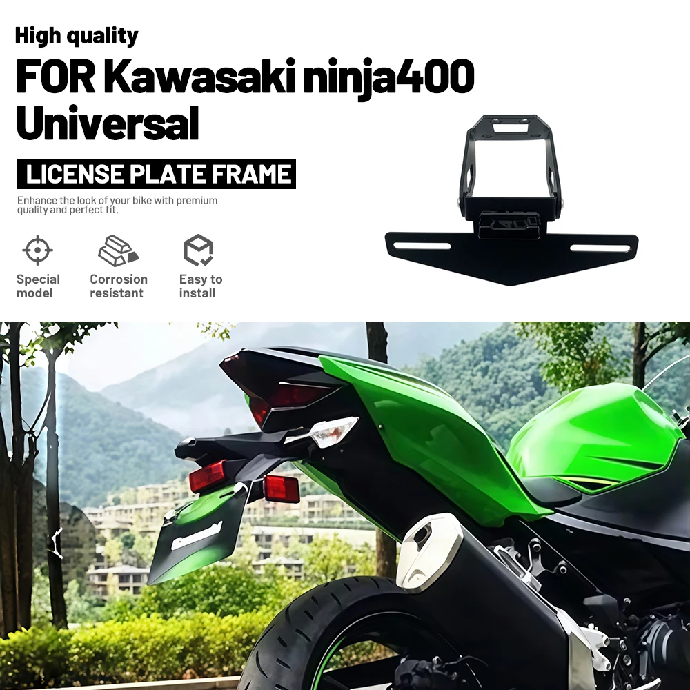 Motorbike For Kawasaki ninja400 Motorcycle License Plate Bracket Holder Foldable Mudguard Eliminator License Plate Holder