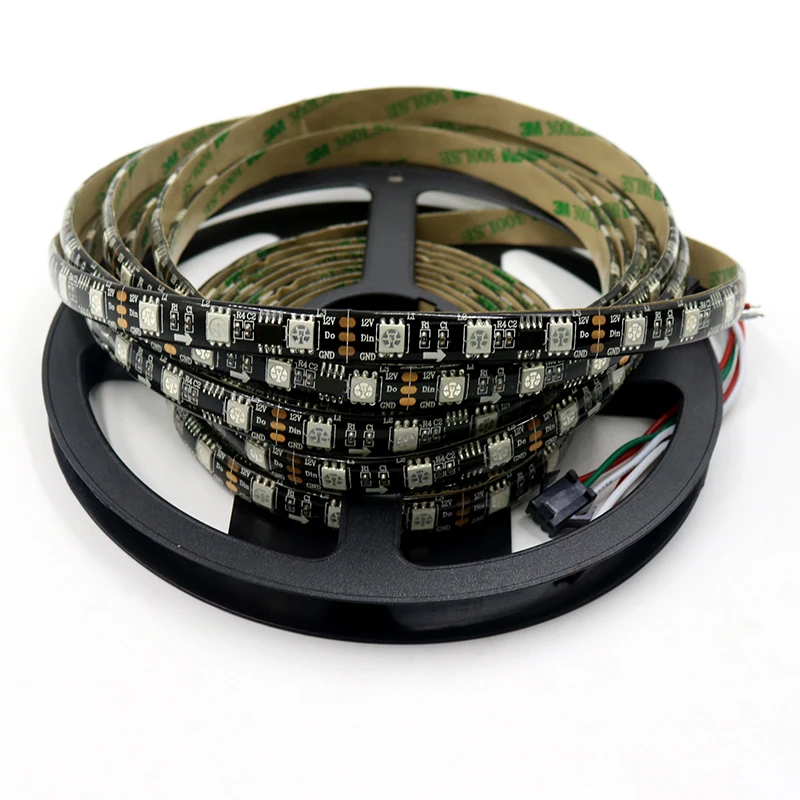 

5M 48LEDs/M WS2811 12V LED Waterproof Strip 5050 SMD RGB Color Changing Flexible Tape Pixel Light Decoration IP65 Black PCB Lamp