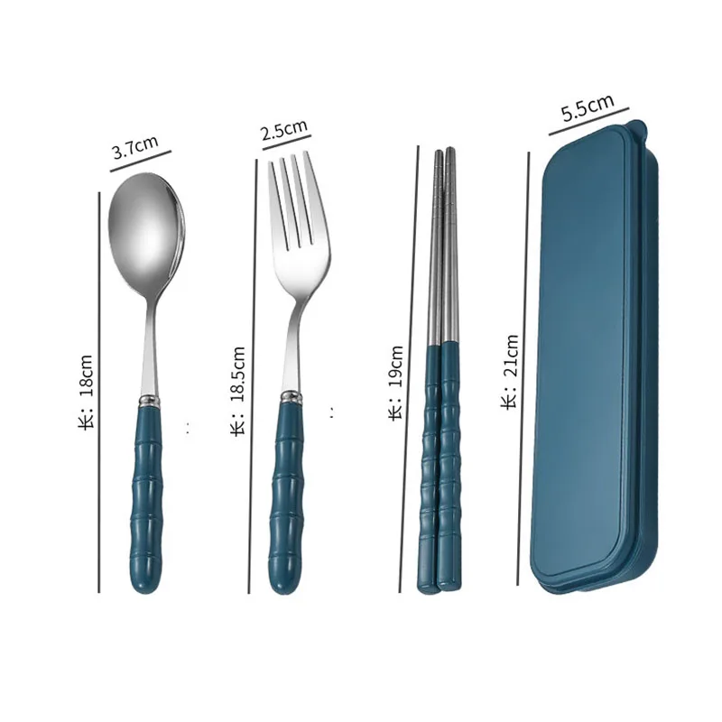 Chopsticks Spoons Sets Of Stainless Steel Portable Tableware for Students Three-Piece Sets Of Children's Forks Single Office Wor