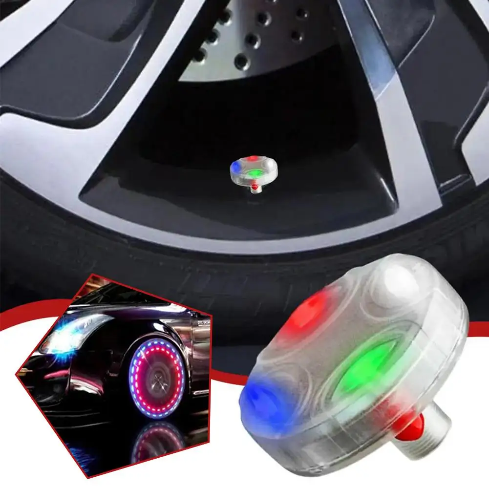 Solar LED Valve Cap Lights Car Waterproof Solar Energy Flash Wheel Lights Decorative Flashing Colorful LED Tire Light For Car