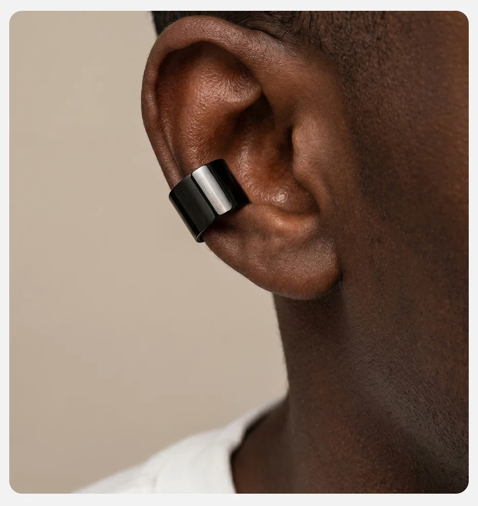 Vnox 6/12mm Breite Polierter Edelstahl Ohrklemme, Nicht-Durchstechende Knorpel-Clip-Ohrringe Ohrschmuck Punk-Geschenke für Männer Frauen – Detail 5