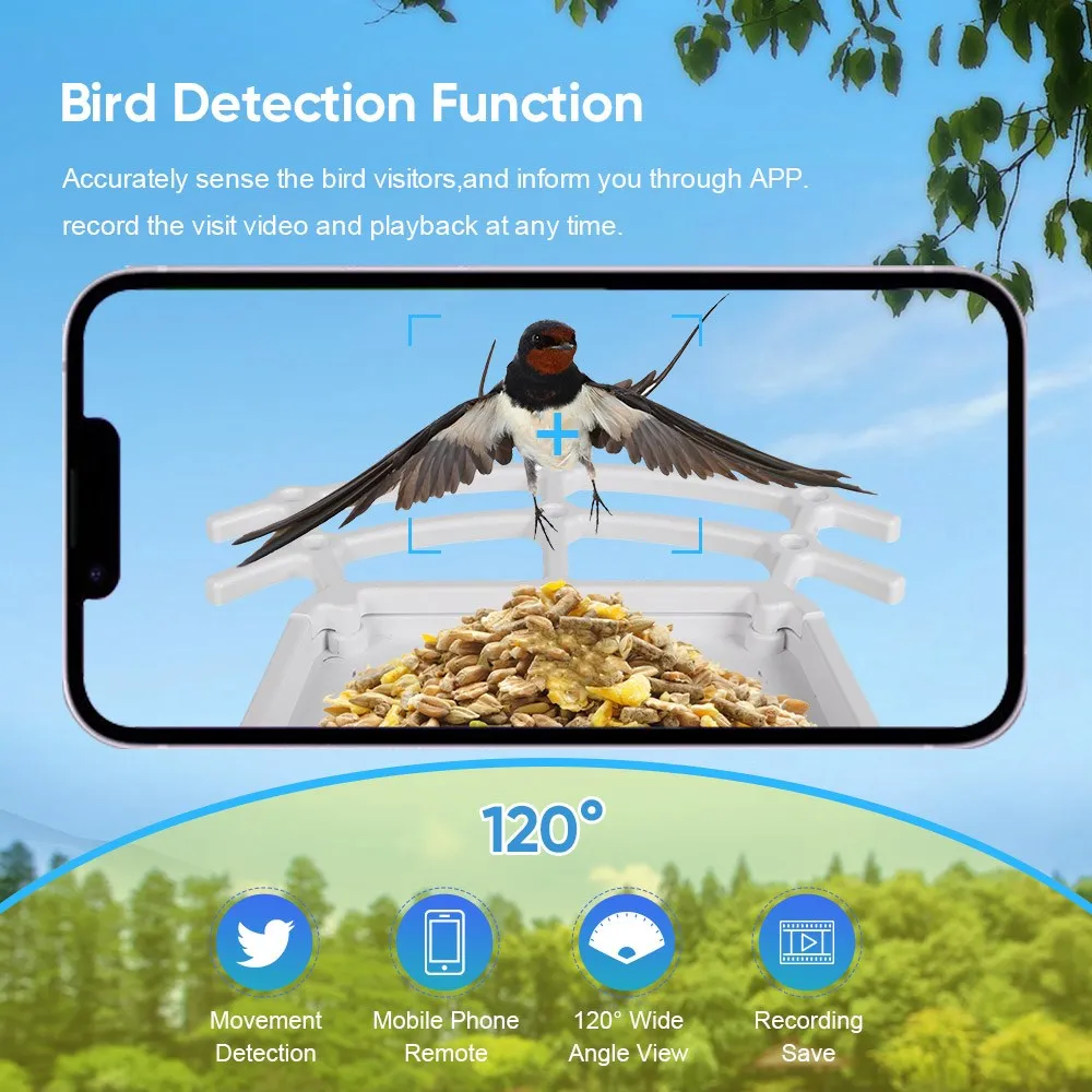 LS VISION Smart Bird Feeder Camera WiFi with Solar Panel AI Identify Bird Species, Auto Capture Watching 2K Cam, Live View ,