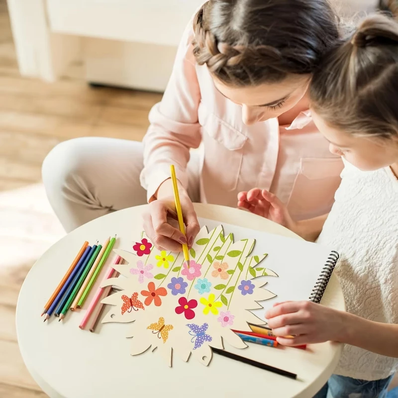 

6/12pcs Diy Sunflower Wooden Set Large Paintable Wreath And Welcome Sign Blank Wooden Art Supplies Suitable For Gift Giving