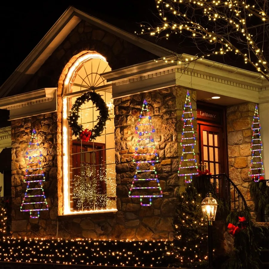 LED عيد الميلاد ضوء 4.3ft عيد الميلاد الزخرفية سلم شجرة Lights165 LED في الهواء الطلق زينة عيد الميلاد أضواء للمنزل جدار الفوز