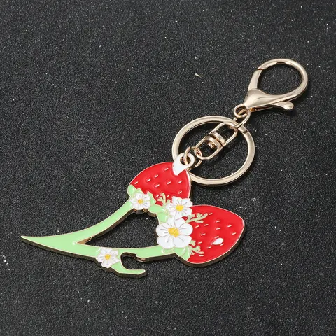 Fashion Cute Women's Self Defense Strawberry Keychain Bag Charm Keychain Safety For Women Accessories Set Gift For Girlfriend