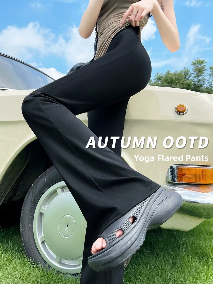 Slim taille haute cloche Bot pantalon Yoga pantalon mince Bla 2025 nouveau automne pantalons longs en Nylon Spandex femmes Faion pantalon