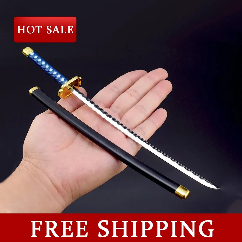 26Cm Bleekmiddel Zwaard Aizen Sousuke Kyoka Suigetsu Wapen Model Metalen Katana Handwerk Sleutelhanger Samurai Cosplay Prop Speelgoed Gift