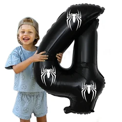 32 inch black aluminum foil balloon, 3-8 year old spider themed black birthday aluminum foil balloon, birthday party decoration