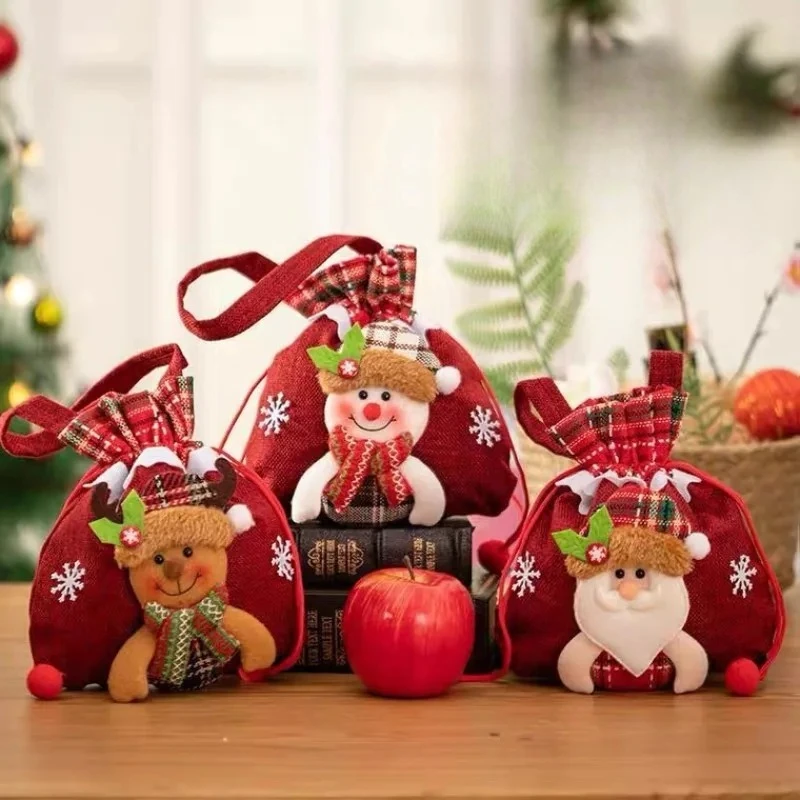 2025 حقيبة عيد الميلاد الرباط الفانيلا هدية الكريسماس حقيبة التخزين سانتا كلوز حقيبة الأطفال هدية 2026 أكياس الحلوى السنة الجديدة #2