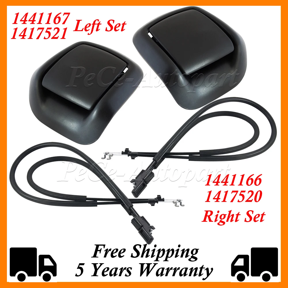 New Left Right Hand Seat Tilt Cables+Armrest Cover 1441167 1441166 1417521 1417520 For Ford Fiesta MK6 3 Door 2001-2008