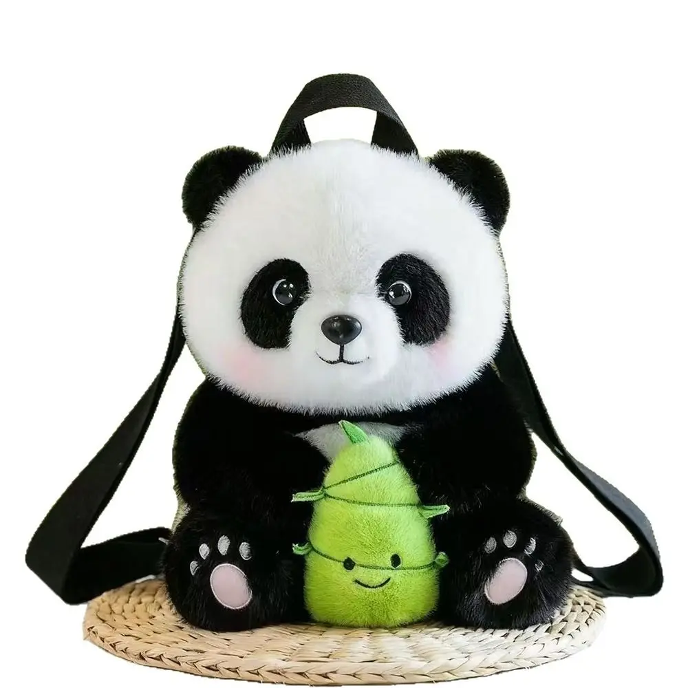 New Soft Panda Backpack Cartoon Adjustable Cartoon Animal Backpack Cute with Bamboo Shoot Doll Backpack for Kids