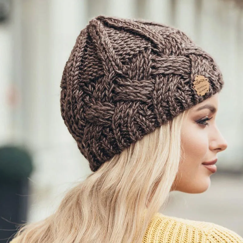 2022 Fashion New Women Autumn Winter Hat Bonnet Femme Chunky Thick Stretchy Hats Faux Fur Female Warm Knitted Beanie Girl Hats