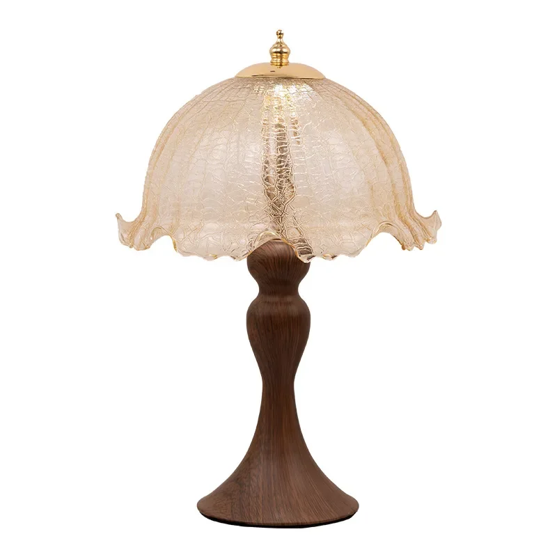 

2025 new medieval wabi-sabi wind classical desk lamp, bedroom bedside lamp retro high-end walnut night light