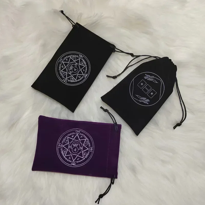 1/2pcs Witch Board Game Cards Embroidered Drawstring Bag Witchcraft Velvet Pentagram Tarot Card Storage Bag Games Table Sports