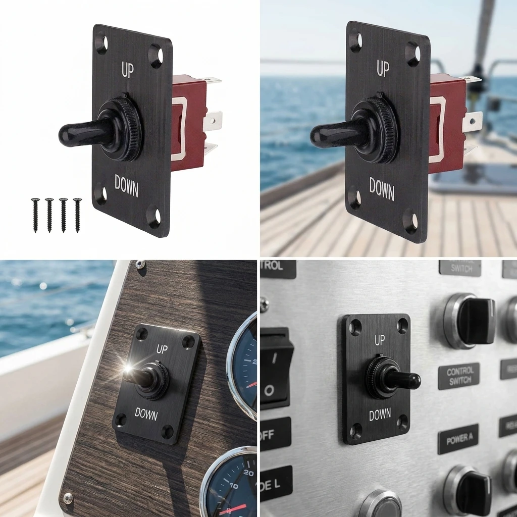 12V DC Heavy Duty Toggle Switch 30A Waterproof 2 Pin SPST with Mounting Panel And Weatherproof Cap for Automotive image 2
