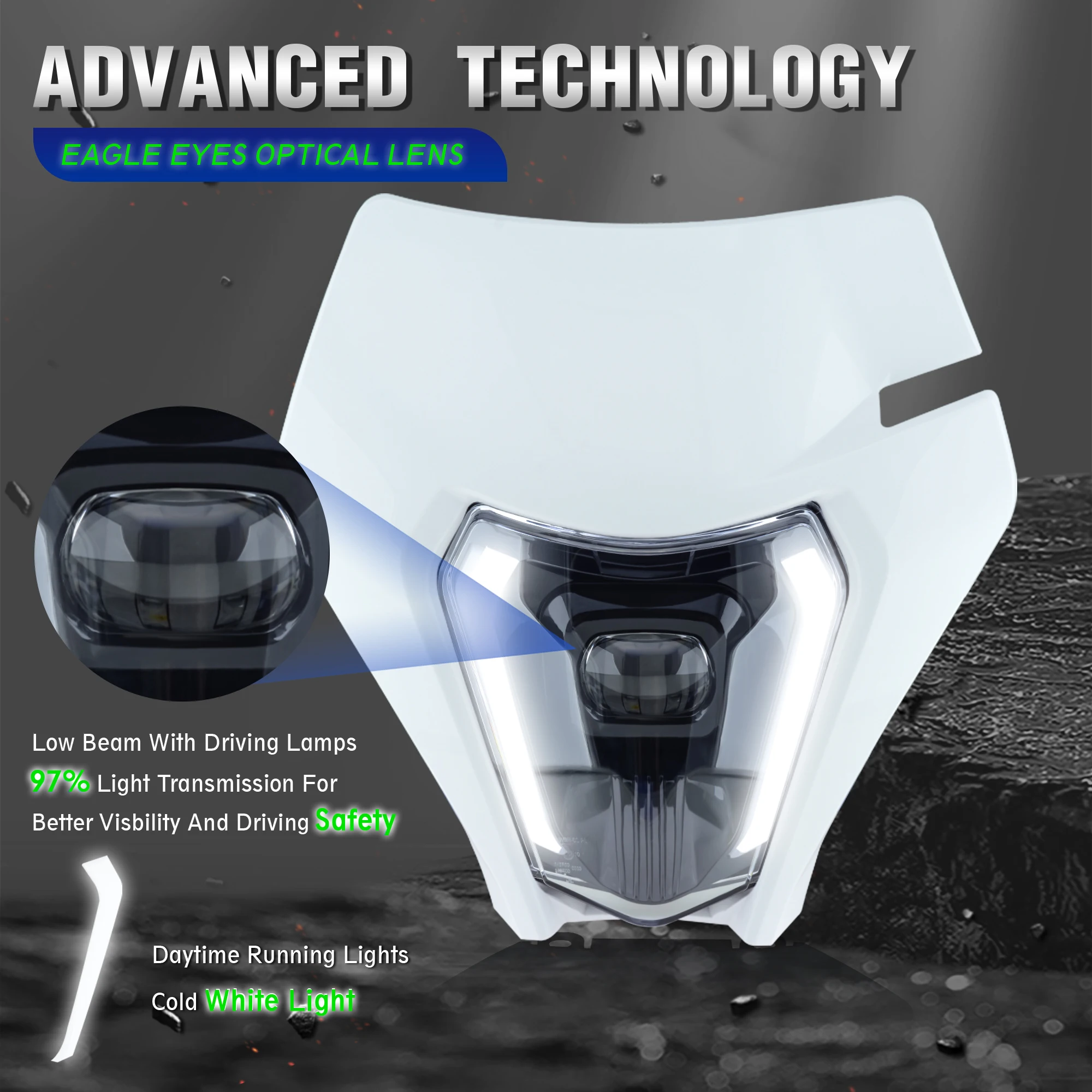 Fewfuss Motorcycle Headlight LED Enduro for KTM EXC XC SX MX XC 125 250 300 450 Universal Supermoto Dirt Bike Motocross Light