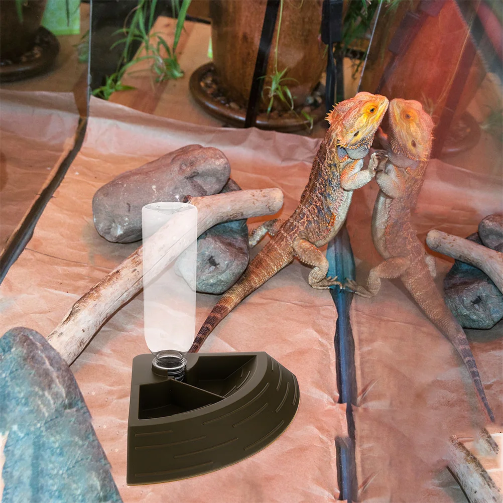 وعاء تغذية وترطيب الزواحف على شكل زاوية ثنائي الغرض ضفدع سحلية السلحفاة طبق ماء صغير مستقر مضاد للانسكاب #3