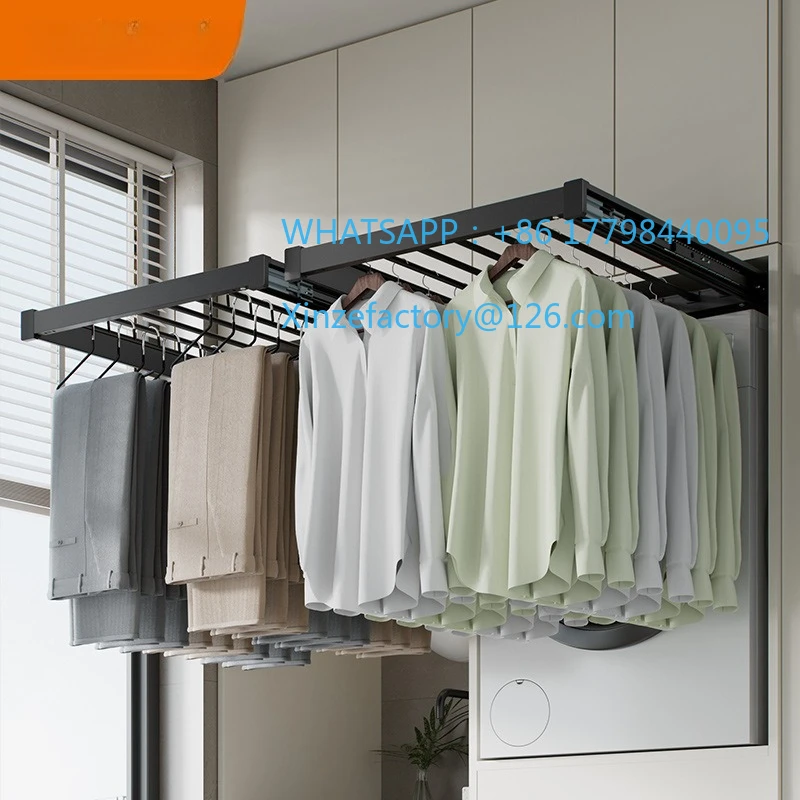 

Washing Machine Invisible Drying Rack Balcony Dryer Hidden Pull-up Pants Rack Telescopic Slide