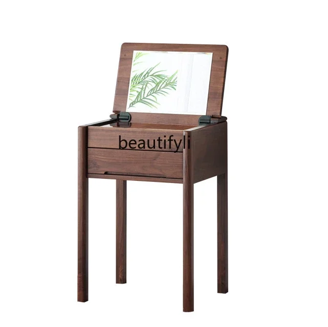 

VNorth America Black Walnut Wooden Dressing Table Storage Nordic Solid Wood Makeup Table