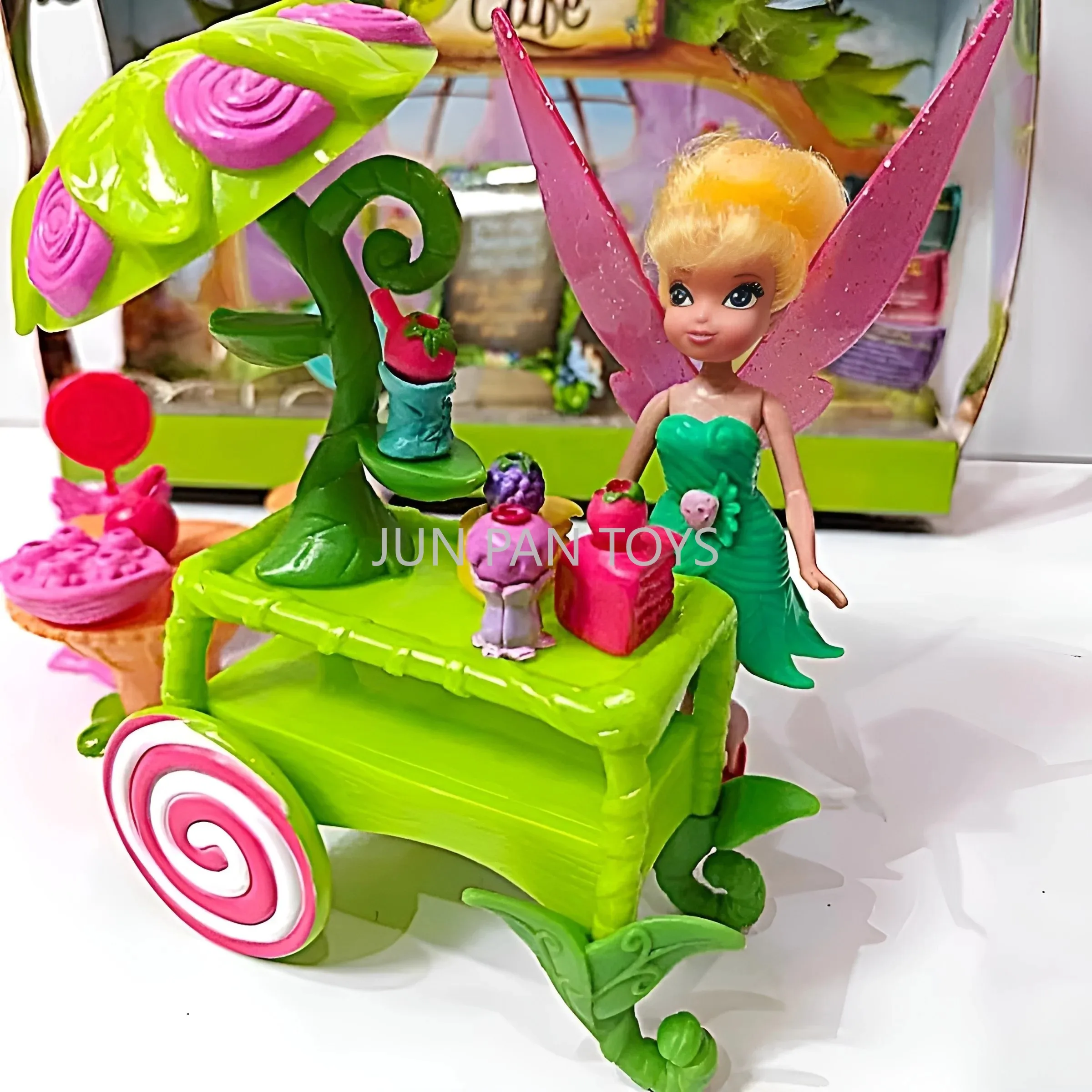 Disney Fairies Tink's Pixie Sweets Cafe Classic Movie Cartoon Girl Zestaw zabawek z 30 akcesoriami i 1 figurką lalki