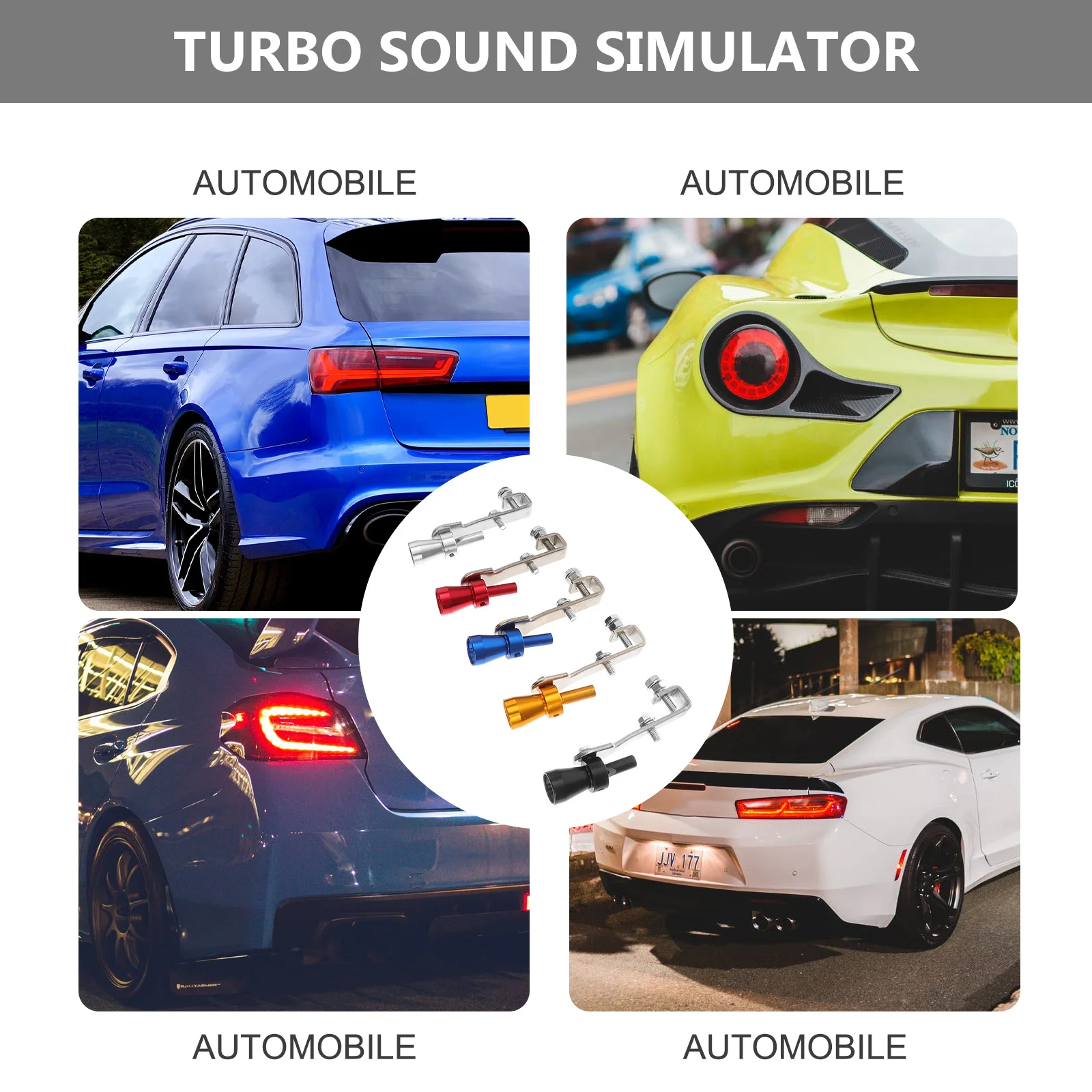 

5Pcs Car Tuning Exhaust Whistle Turbine Sounder Silver Black Red Blue Golden Installation Vehicle Tailpipe Sound