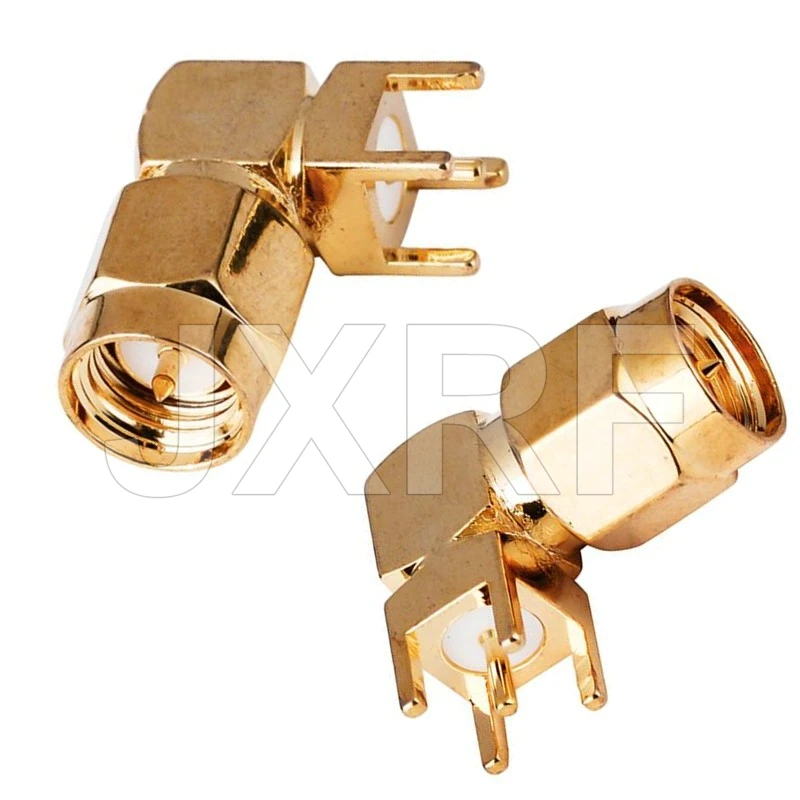 10Pcs/lot SMA Female Jack Male Plug Adapter Solder Edge PCB Straight Right angle Mount RF Copper Connector Plug Socket