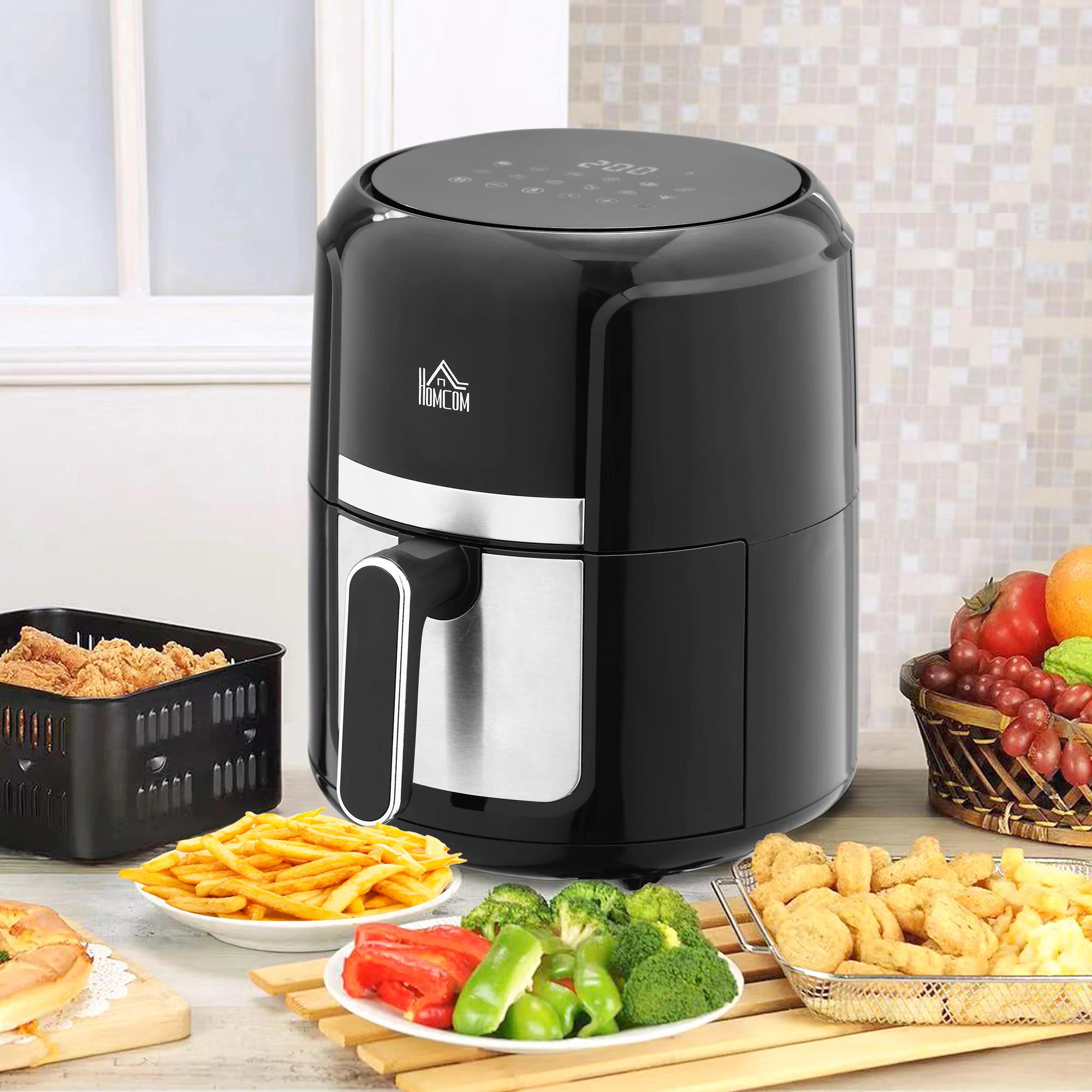 HOMCOM air fryer 4L 1300W with 12 programs LED display timer