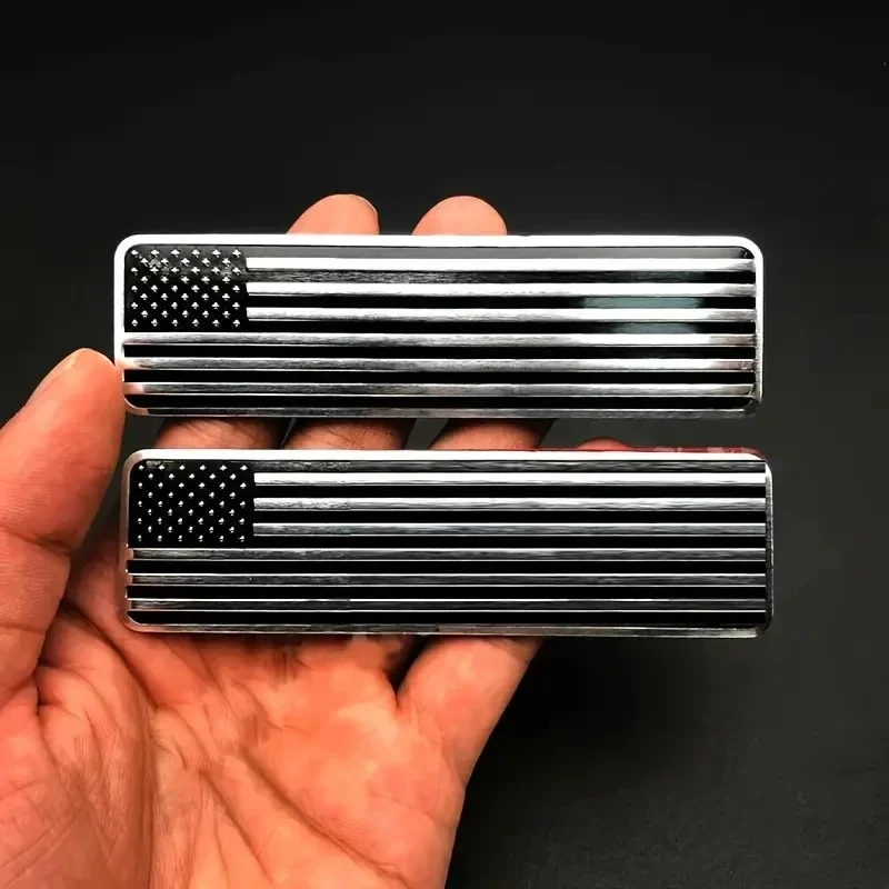 2pcs Metal Black American USA Flag Map Emblems Car Trunk Emblem Badge Decal Sticker For Car Motorcycle Bike Car Accessories