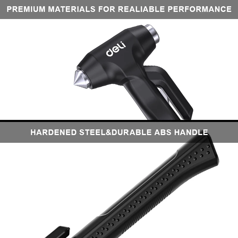DELI Portable Car Safety Hammer Emergency Escape Tool Window Breaker Seat Belt Cutter for Car Drivers Vehicle Emergency Safety view 6