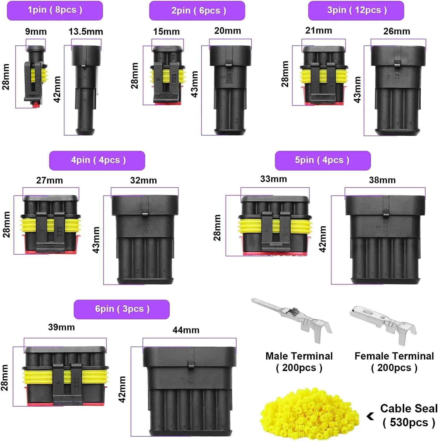 Imagem -02 - Automotivo Elétrica Wire Plug Kit Conector Elétrico do Carro à Prova Dágua Terminais Masculino e Feminino Pin Pin Pin Pin Pin Pin 1004 Pcs