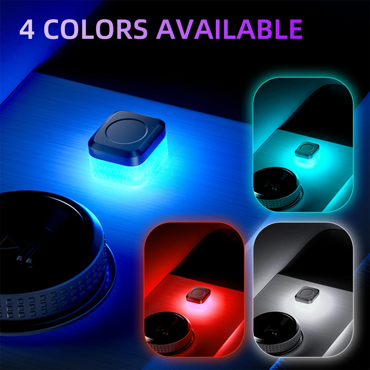 4PCS Portable Mini USB Night Light Car Interior Colorful Decorative Lamp With Type-C Atapter Plug and Play Multifunction Light