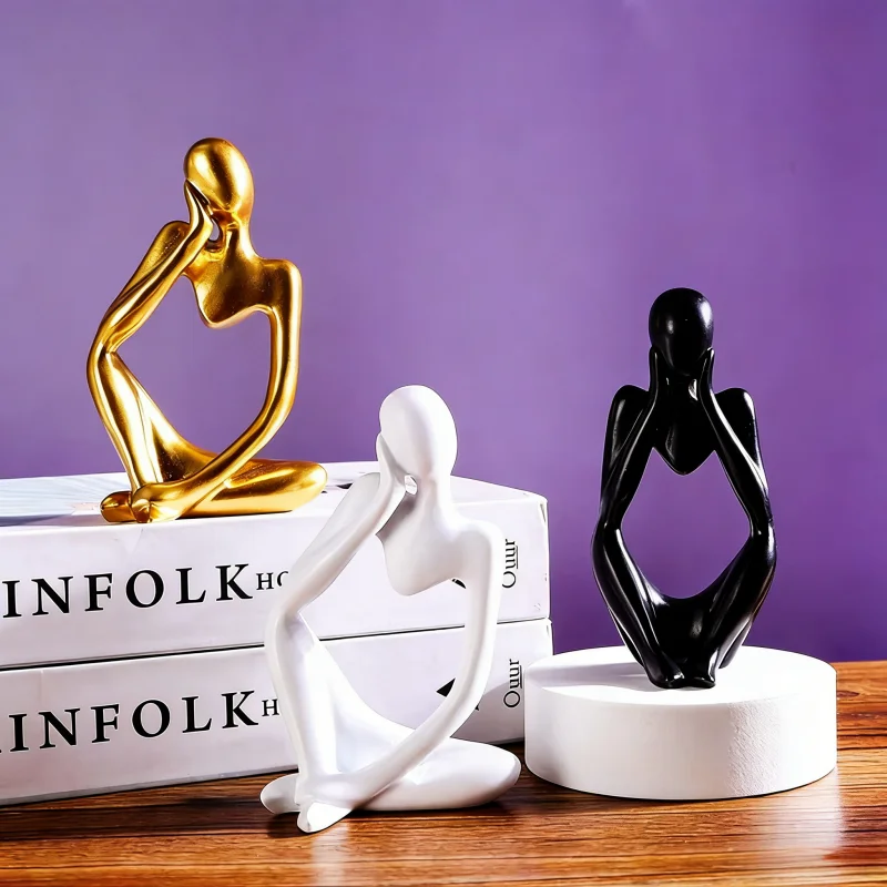 

3pcs The Thinker Abstract Figurine Set Desktop Ornaments Nordic Wind Creative Resin Crafts Statues Office Living Room Home Decor