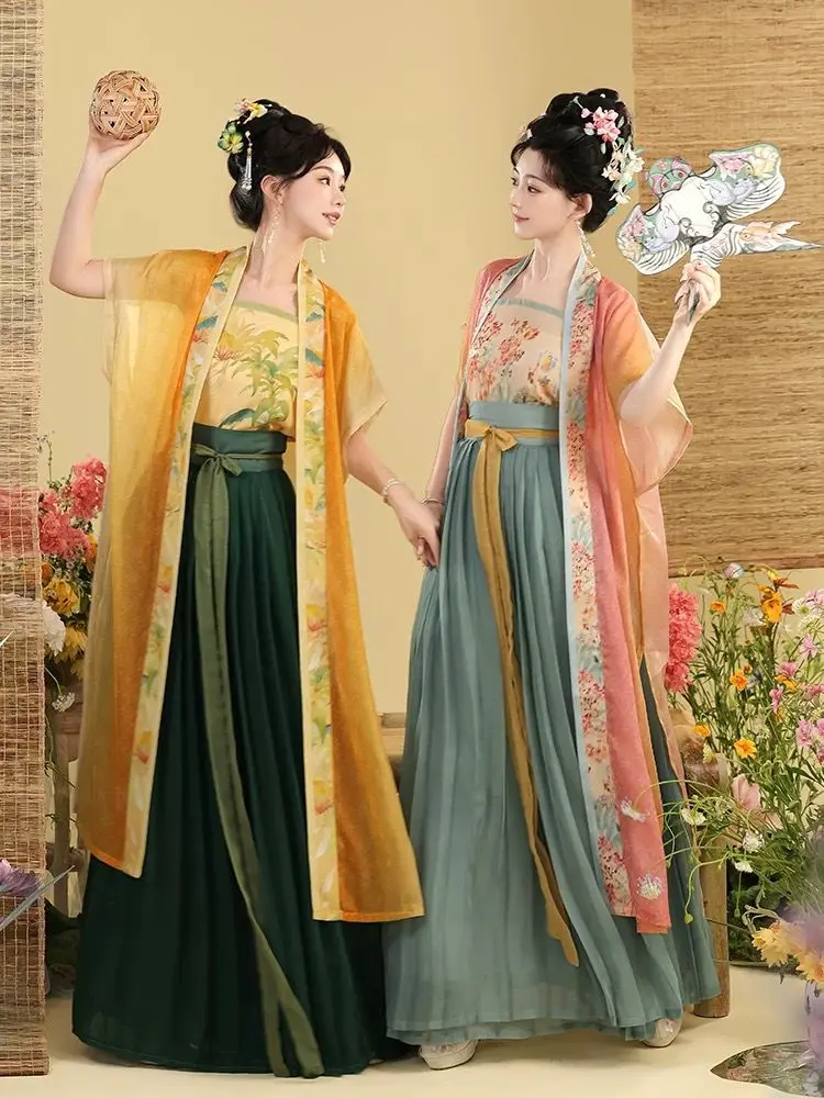 

Hanfu Dress Women Chinese Traditional Song Dynasty Hanfu Suits Female Carnival Cosplay Costume Ancient Printed Hanfu Dress 3pcs