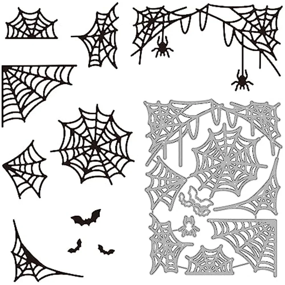 1 zestaw 9 szt. Pająk na Halloween matryc do wycinania stron internetowych do scrapbookingu metalowa matryca z nietoperzem na Halloween wytłaczane