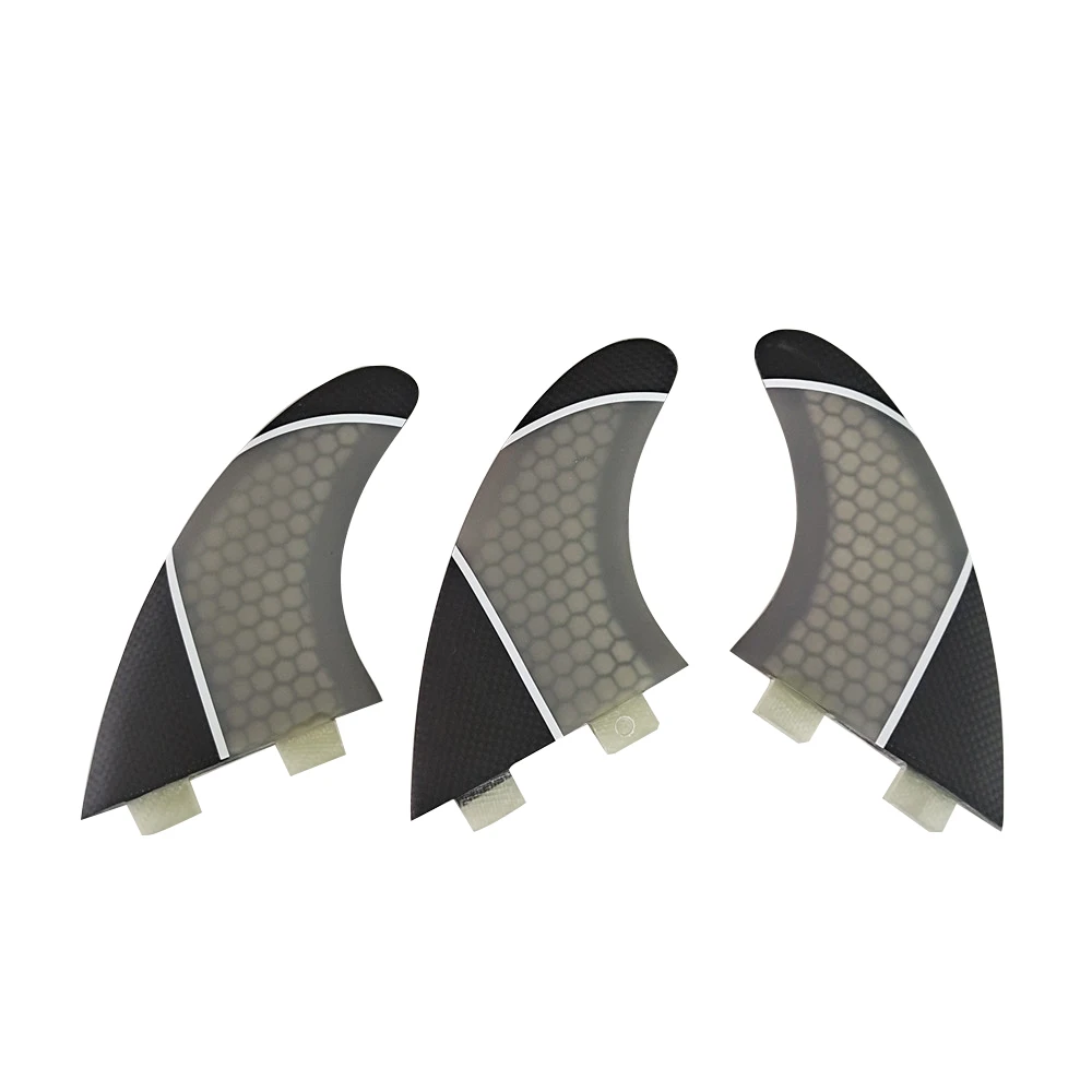 Tri Surf Fins UPUSRF FCSกระดานโต้คลื่นครีบPM-Mขนาดรังผึ้งคาร์บอนFinsสําหรับท่อง 3 สีแท็บคู่Sup Board Fins