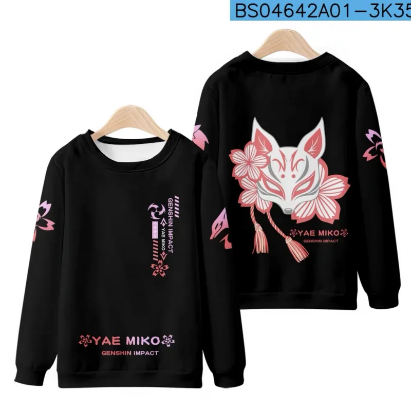 Genshin impact yae Miko เสื้อฮู้ดพิมพ์ลาย3D ผู้ชาย/ผู้หญิงเสื้อกีฬาแขนยาวเสื้อสวมหัวไซส์ใหญ่พิเศษ4XL