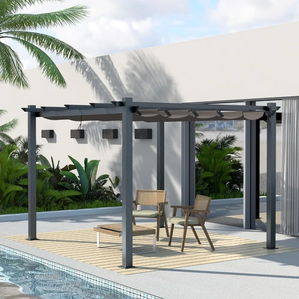 

10' X 10' Outdoor Pergola, Aluminum Canopy Patio with Weather-Resistant, Retractable Pergola for Backyard Deck, Customized