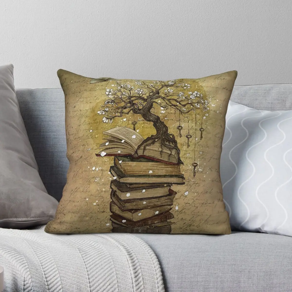 Knowledge Is The Key Square Pillowcase Polyester Linen Velvet Pattern Zip Decor Throw Pillow Case Room Cushion Cover 45x45