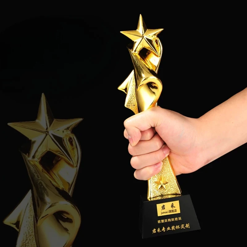 Trophée personnalisé en résine pentagramme, récompense pour employé de l'année en compétition sportive, souvenir de réunion annuelle, décorations pour la maison, 1 pièce