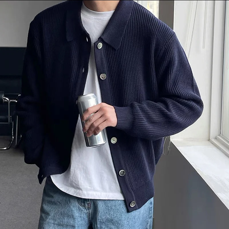 

Men Fashion Daily Outerwears Cardigan Fall Winter Korean Casual Long Sleeve Sweater Baggy Thicken Thermal Knitted Sweaters Male